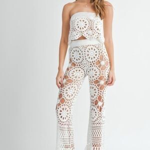 White Crochet Lace Pant set